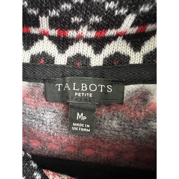TALBOTS Petite Geometric Fair Isle Fleece High Neck Pullover Top Sweater Sz MP - Picture 7 of 11